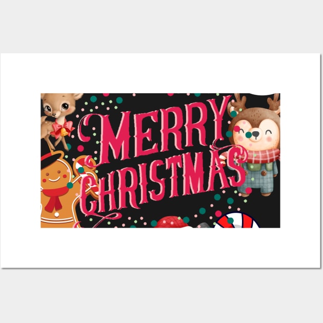 Ugly Christmas Tshirt - Merry Christmas - A Collage of Christmas Images Wall Art by Ric1926